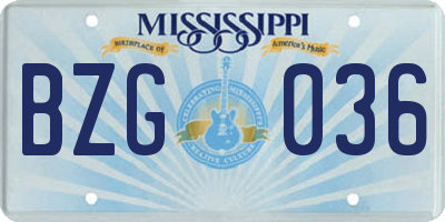 MS license plate BZG036