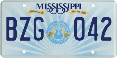 MS license plate BZG042
