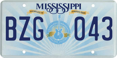 MS license plate BZG043