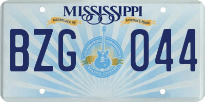MS license plate BZG044