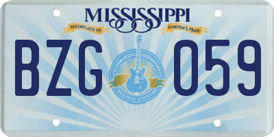 MS license plate BZG059