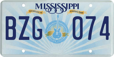 MS license plate BZG074