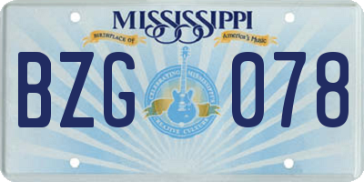 MS license plate BZG078