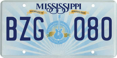 MS license plate BZG080