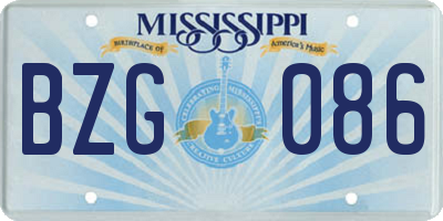 MS license plate BZG086