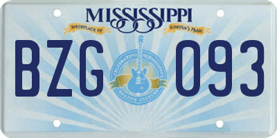 MS license plate BZG093