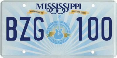 MS license plate BZG100