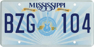 MS license plate BZG104