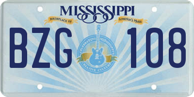 MS license plate BZG108