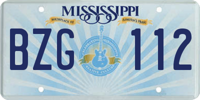 MS license plate BZG112