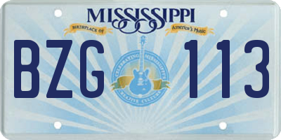 MS license plate BZG113