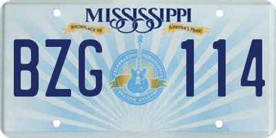 MS license plate BZG114