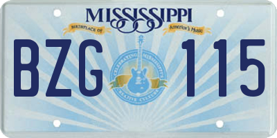 MS license plate BZG115