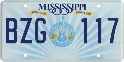MS license plate BZG117