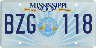 MS license plate BZG118