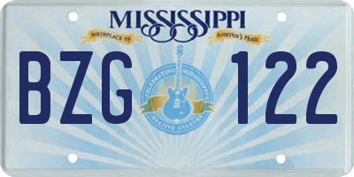 MS license plate BZG122