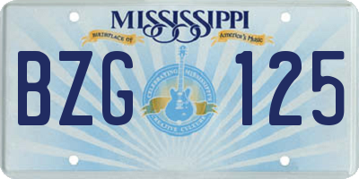 MS license plate BZG125
