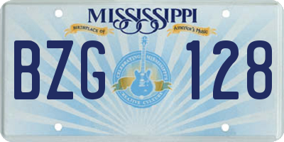 MS license plate BZG128