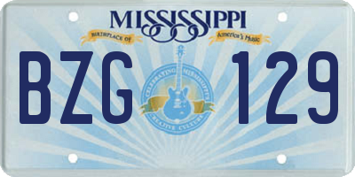 MS license plate BZG129