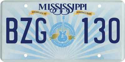 MS license plate BZG130