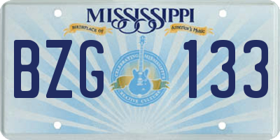 MS license plate BZG133
