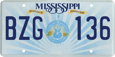 MS license plate BZG136