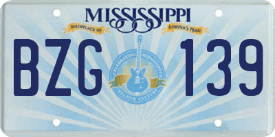 MS license plate BZG139