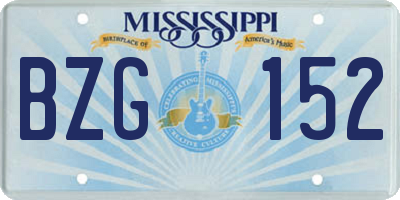 MS license plate BZG152