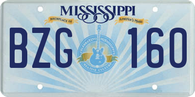 MS license plate BZG160