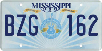 MS license plate BZG162