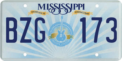 MS license plate BZG173
