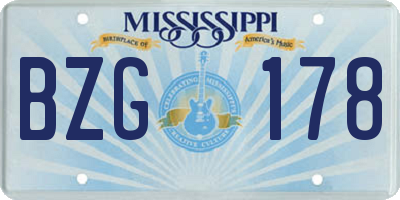 MS license plate BZG178