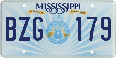 MS license plate BZG179