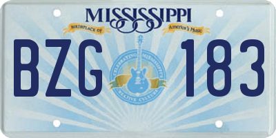 MS license plate BZG183
