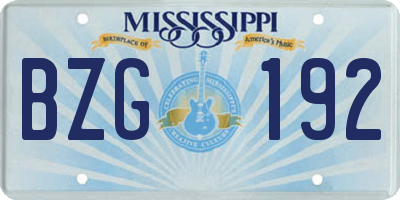 MS license plate BZG192