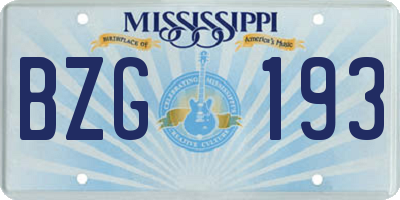MS license plate BZG193