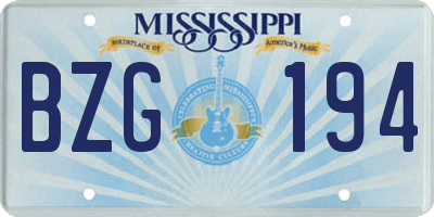 MS license plate BZG194