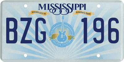MS license plate BZG196