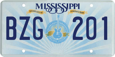 MS license plate BZG201