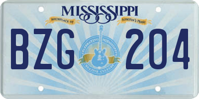 MS license plate BZG204