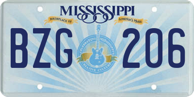 MS license plate BZG206