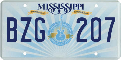 MS license plate BZG207