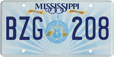 MS license plate BZG208