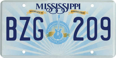 MS license plate BZG209