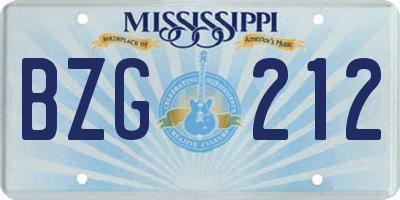 MS license plate BZG212
