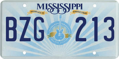 MS license plate BZG213