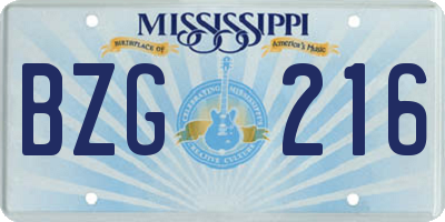 MS license plate BZG216