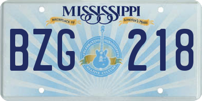 MS license plate BZG218