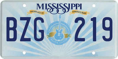 MS license plate BZG219