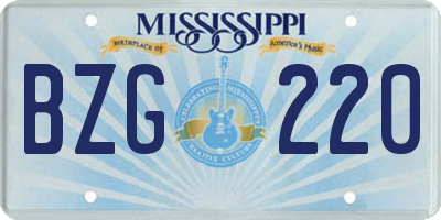 MS license plate BZG220